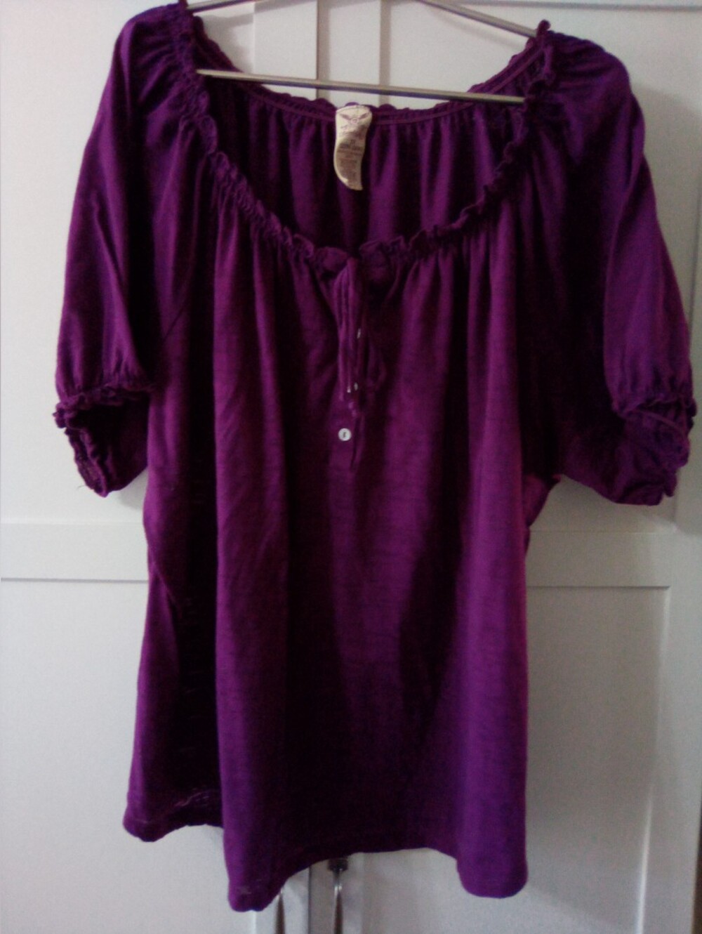 Faded Glory Purple Peasant Blouse Top Shirt Size 3X (22W - 24W)